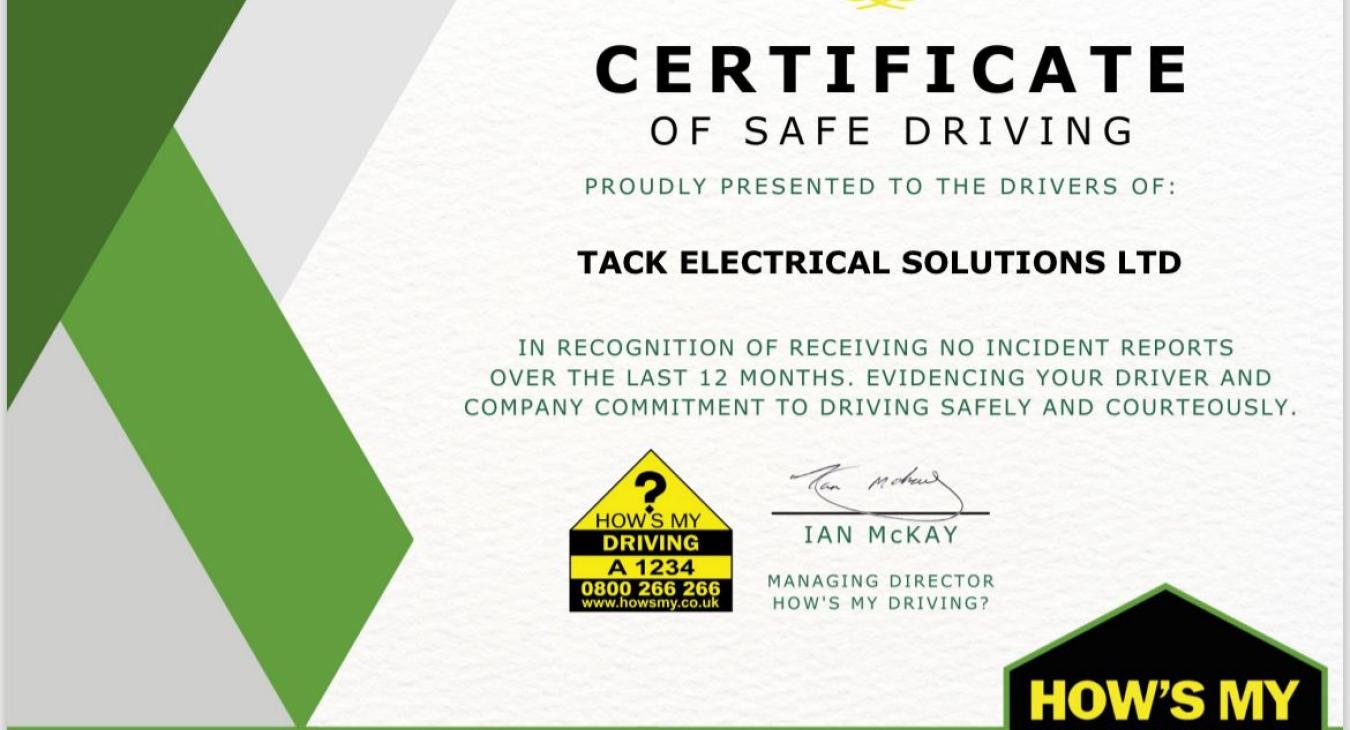 Safe Driving Certificate